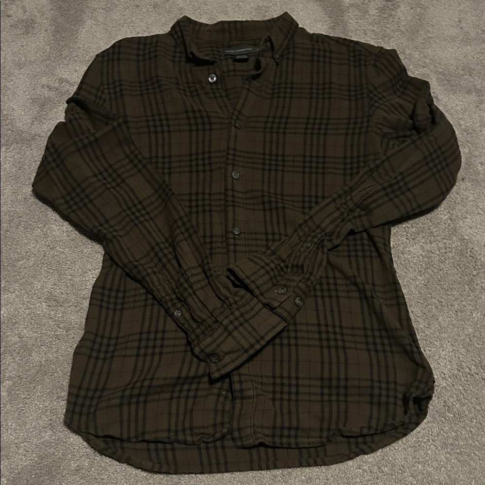 French Connection Brown Plaid Button-Down Shirt
